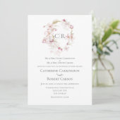 Floral Script Roze bruiloft Kaart (Staand voorkant)