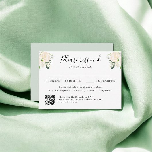 Floral Script Traditionele QR-code RSVP Kaartje