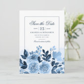 Floral Script Waterverf Bloom Rustic Wedding Save The Date (Staand voorkant)