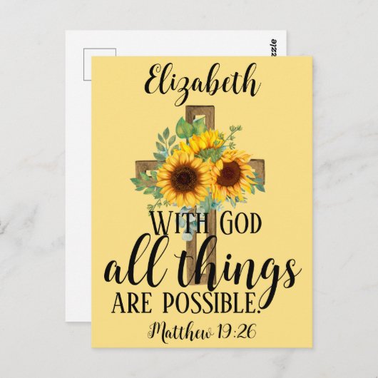 Floral Scripting Alle mogelijke zonnebloemen Briefkaart (Voorkant / Achterkant)
