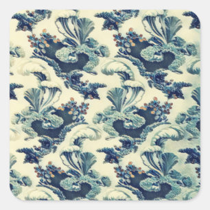 Floral Scroll Leaf Pattern Vierkante Sticker