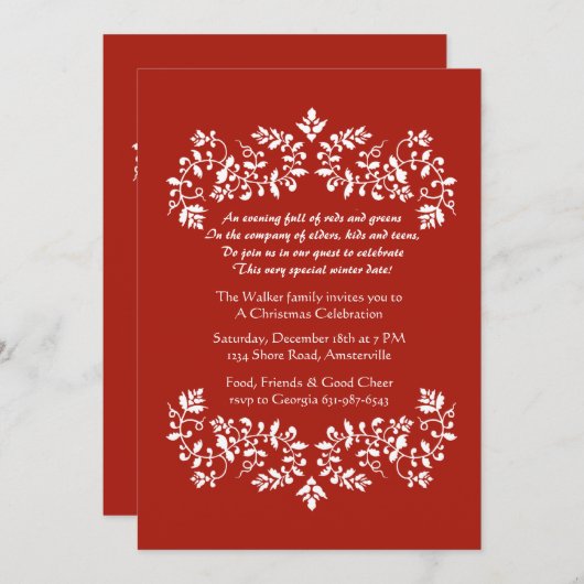 Floral Scroll Uitnodiging (Voorkant / Achterkant)