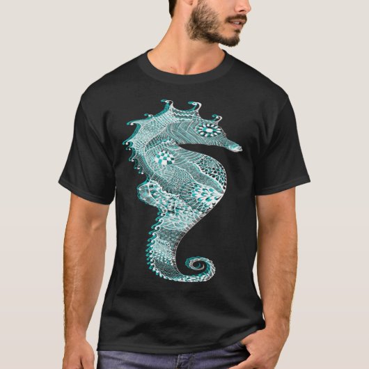 Floral Seahorse Nautical T-shirt (Voorkant)