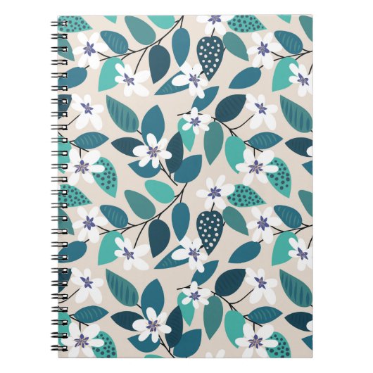 Floral seamless pattern. Beautiful white Notitieboek (Voorkant)