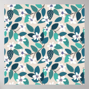 Floral seamless pattern. Beautiful white Poster