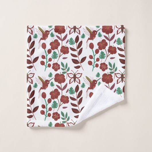 Floral seamless pattern birds and butterflies (Gant de toilette)