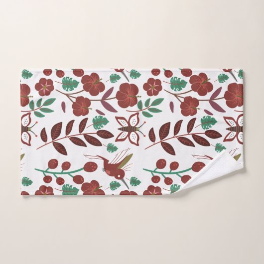 Floral seamless pattern birds and butterflies (Serviette à main)