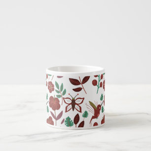 Floral seamless pattern birds and butterflies espresso kop