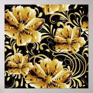 Floral seamless pattern. Flourish 3d wallpaper. Or Poster