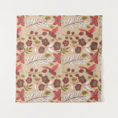 Floral seamless pattern flowers, birds, butterfly wandkleed (Voorkant (horizontaal))