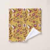 Floral seamless pattern flowers, butterfly, red bad handdoek (Wasdoekje)