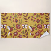 Floral seamless pattern flowers, butterfly, red strandlaken (Voorkant)