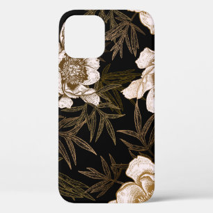 Floral seamless pattern. Garden flowers peonies an iPhone 12 Hoesje