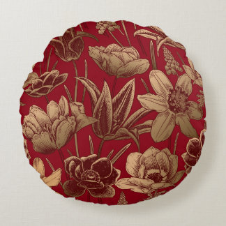 Floral seamless pattern. Vintage spring background Rond Kussen
