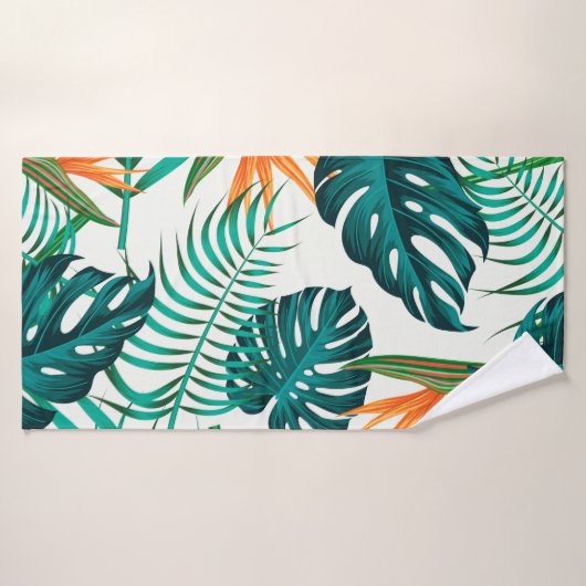 Floral seamless pattern with leaves. tropical back (Serviette de bain)