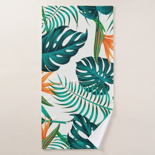 Floral seamless pattern with leaves. tropische bac badhanddoek (Badhanddoek)