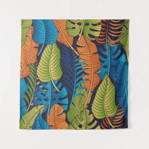 Floral seamless pattern with leaves. tropische bac wandkleed