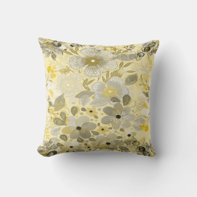 Floral Seamless Yellow Pattern Sierkussen (Voorkant)
