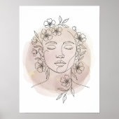 Floral Serenity Face – Minimalist Line Art Poster (Voorkant)