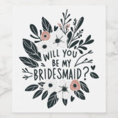 Floral Serez-Vous Mon Étiquette De Vin De Femme D' (Étiquettes simples)