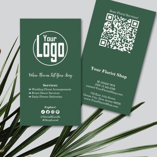 Floral Services fleuriste Vert Carte de visite bla