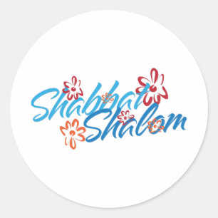 Floral Shabbat Shalom Ronde Sticker