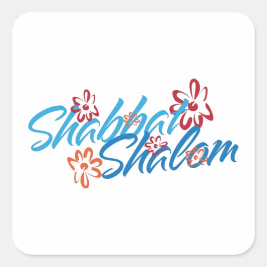 Floral Shabbat Shalom Vierkante Sticker (Voorkant)