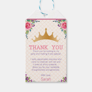 Floral Shabby Chic Birthday Dank je Cadeaulabel