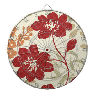 Floral Shadows in Red en Oranje Dartbord
