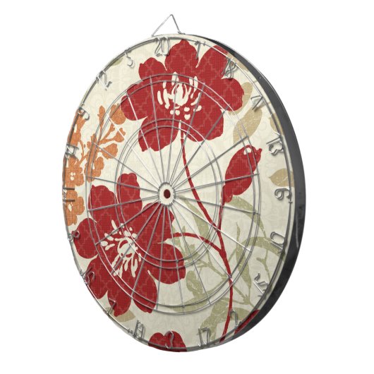 Floral Shadows in Red en Oranje Dartbord (Voorkant Rechts)