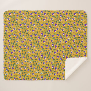 Floral Sherpa Blanket in Geel en Paarse Deken