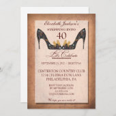 Floral Shoe 40th Birthday Uitnodiging (Voorkant / Achterkant)