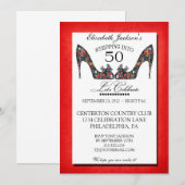 Floral Shoe 50th Birthday Uitnodiging (Voorkant / Achterkant)