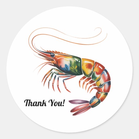 Floral Shrimp Art Custom Ronde Sticker (Voorkant)
