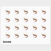 Floral Shrimp Art Ronde Sticker (Vel)