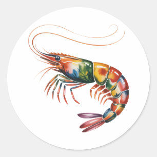 Floral Shrimp Art Ronde Sticker