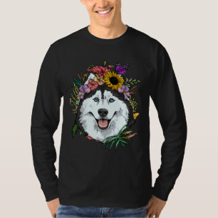 Floral Siberian Husky Dog Spring Natuur Siberian H T-shirt