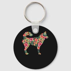 Floral siberische husky gift  Kgift liefje bloem Sleutelhanger
