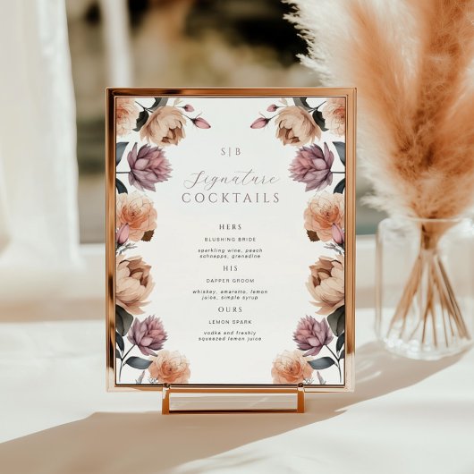 Floral Signature Cocktail Mariage Welcome Poster