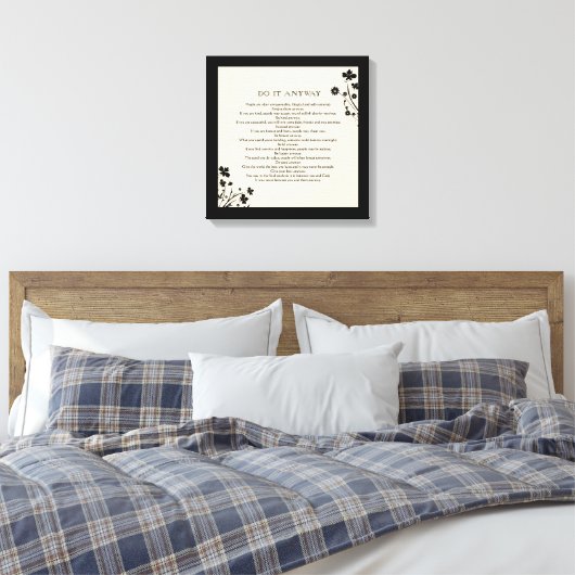 Floral Silhouette "Doe het hoe dan ook" Canvas Afdruk (Insitu (Slaapkamer))