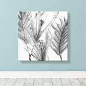 Floral Silhouette - Grijs Canvas Afdruk (Insitu (Houten vloer))