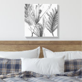 Floral Silhouette - Grijs Canvas Afdruk (Insitu (Slaapkamer))