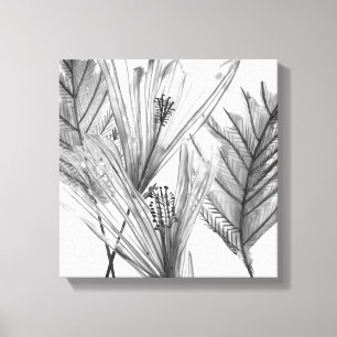 Floral Silhouette - Grijs Canvas Afdruk