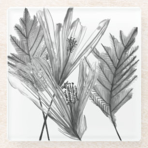 Floral Silhouette - Grijs Glazen Onderzetter