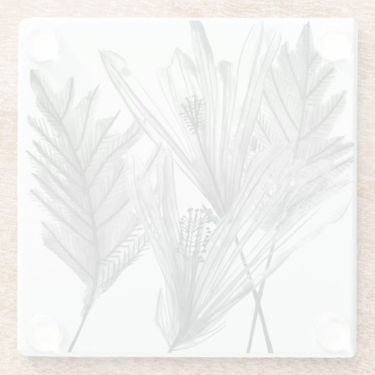 Floral Silhouette - Grijs Glazen Onderzetter (Achterkant)
