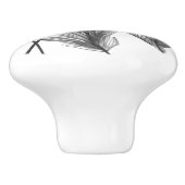 Floral Silhouette - Grijs Keramische Knop (Zijkant)