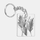 Floral Silhouette - Grijs Sleutelhanger (Voorkant Links)