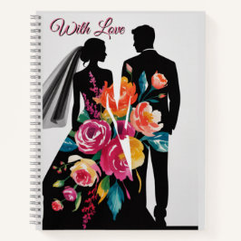 Floral Silhouette | Modern Bride & Groom Art Notitieboek