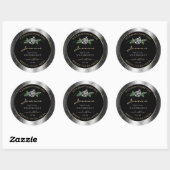 Floral Silver Black Product Labels Sparkle Glitter (Vel)