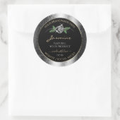 Floral Silver Black Product Labels Sparkle Glitter (Tas)
